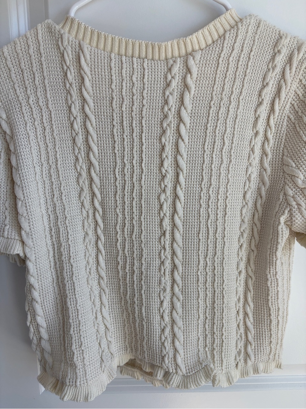 Zara Cream Cable Knit Short Sleeve Cardigan - Picture 4 of 4